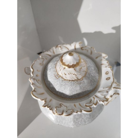 Unmarked porcelain Candy Dish*Compote with Lid*24K gold paint*c1940-50s? - Picture 4 of 9